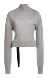 Lanvin High-neck Open-back Cashmere Jumper In Gray
