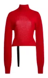 Lanvin High-neck Open-back Cashmere Jumper In Red