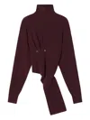 Lanvin Burgundy Knit Wool-cashmere Sweater With Asymmetrical Hem