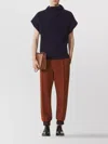 Lanvin High Neck Short Sleeve Knit Sweater In Blue