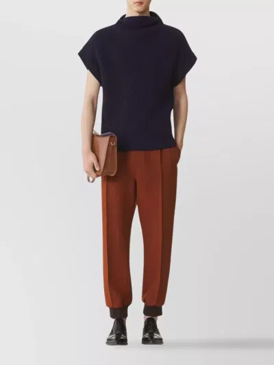 LANVIN HIGH NECK SHORT SLEEVE KNIT SWEATER