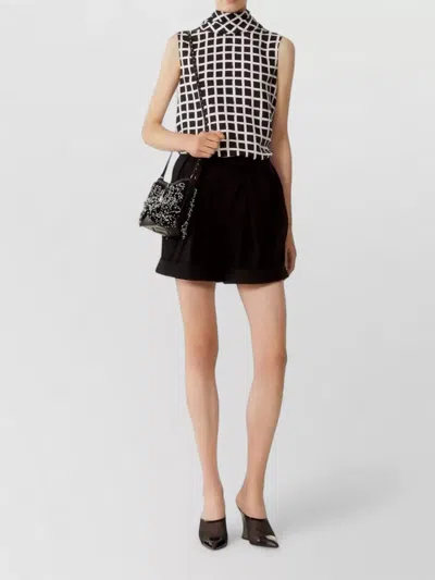 Lanvin High Neck Sleeveless Top Geometric Check In Multi