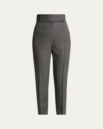 Lanvin High-rise Check Cigarette Ankle Pants In Gray