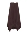 Lanvin High Waist Asymmetric Gathered Maxi Skirt In Black