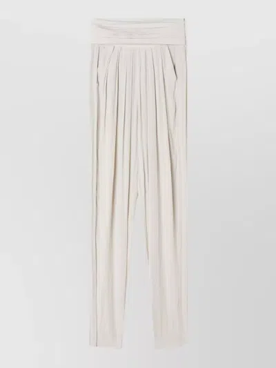 Lanvin High Waistband Straight Trousers Pleated Pockets In White
