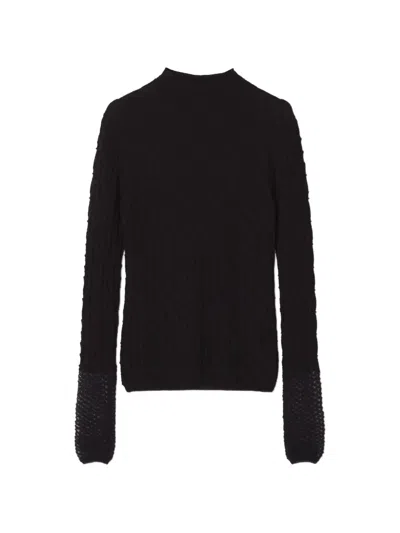 Lanvin High-neck Top In Wool And Mohair In Black