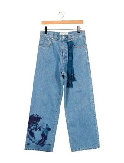 Pre-owned Lanvin High-rise Wide Leg Jeans In Blue