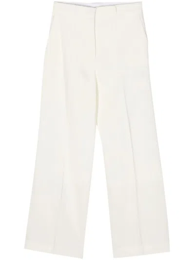 Lanvin High-waisted Wide-leg Trousers With Front Pleats In White