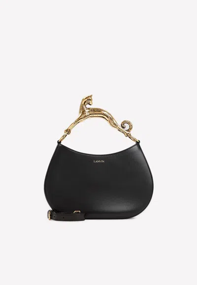 Lanvin Hobo Bag In Lamb Leather With Sculptural Cat Handle In Black