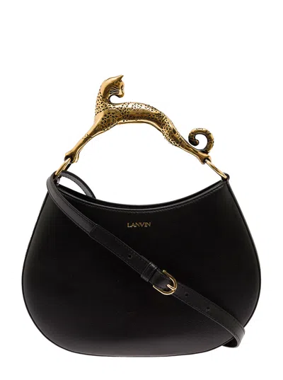 Lanvin Hobo Cat Black Leather Handbag  Woman
