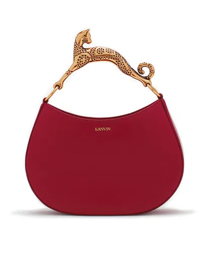 Lanvin Hobo Cat Leather Bag In Turkish Red