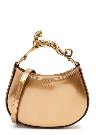 Lanvin Hobo Cat Mini Leather Top Handle Bag In Gold