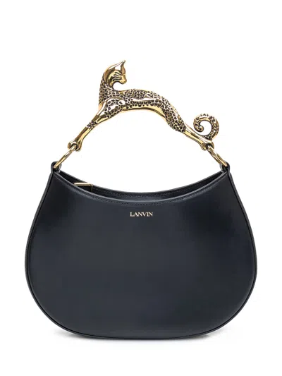 Lanvin Hobo Handbag With Cat Handle In Black