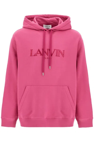 Lanvin Hooded Sweatshirt With Embroidered Logo In Purple