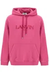 Lanvin Hooded Sweatshirt With Embroidered Logo In Fuchsia