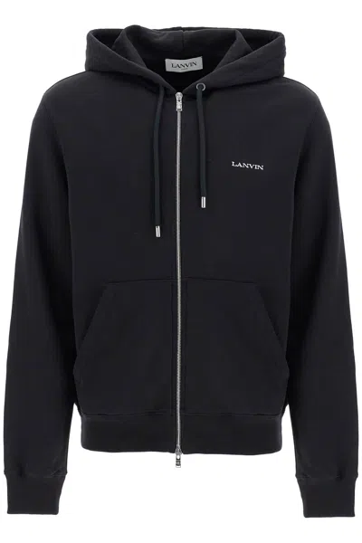 Lanvin Felpa Con Zip E Cappuccio In Black