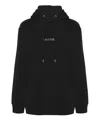 Lanvin Embroidered Logo Black Hoodie With Kangaroo Pocket In Black