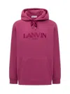 Lanvin Hooded Sweatshirt With Embroidered Logo In Fuchsia
