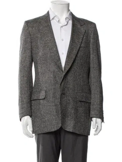 Pre-owned Lanvin Houndstooth Print Coat In Gray