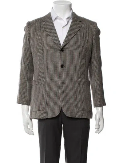 Pre-owned Lanvin Houndstooth Print Peacoat In Neutral