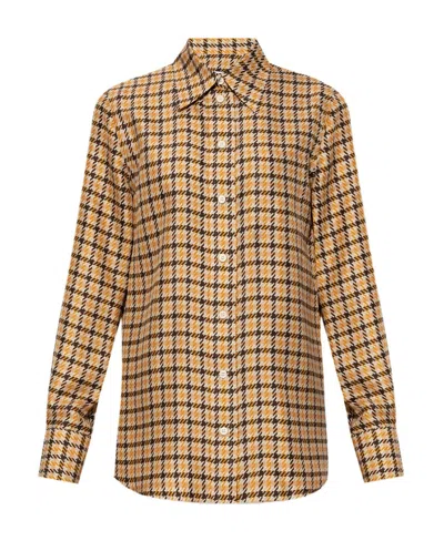Lanvin Houndstooth Printed Buttoned Shirt In Nude