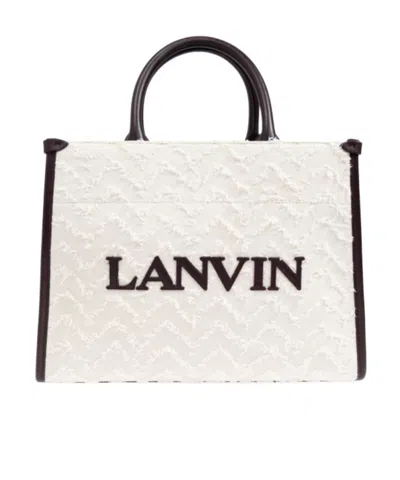 LANVIN LANVIN LOGO DETAILED FRAYED TOTE BAG