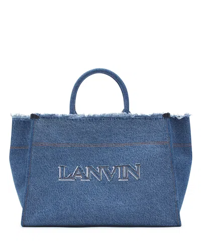 Lanvin In & Out Mm Tote Bag In Denim In Denim Blue