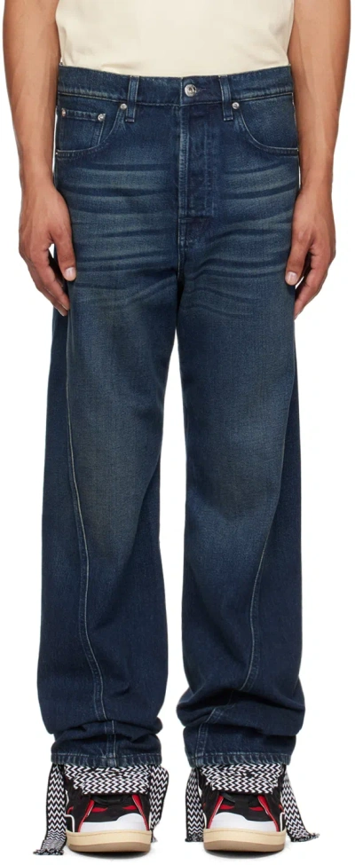 Lanvin Indigo Twisted Jeans In 23 Medium Blue