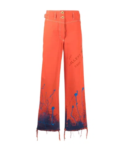 Lanvin Ink Splash Print Straight Trousers In Orange