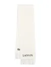 Lanvin Intarsia-logo Fringed Scarf In Neutrals