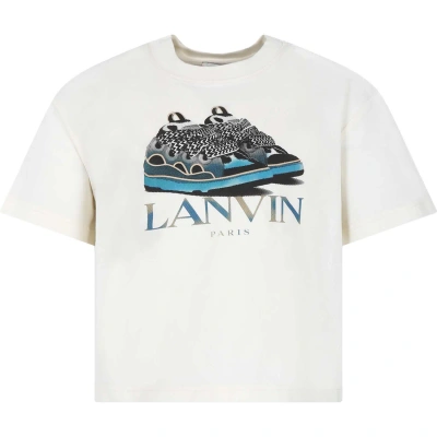 Lanvin Kids' Ivory T-shirt For Boy With Logo