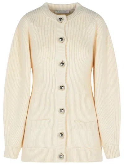 Lanvin Ivory Wool Cardigan In Neutral
