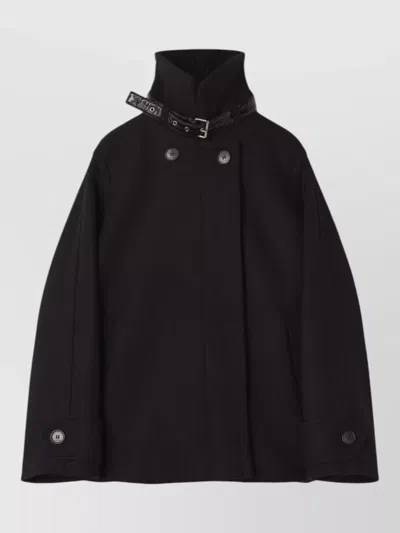 Lanvin Jacket High Collar Belted Neck Silk Blend In Black
