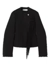Lanvin Asymmetrical Fringe Blazer Button Detail In Black