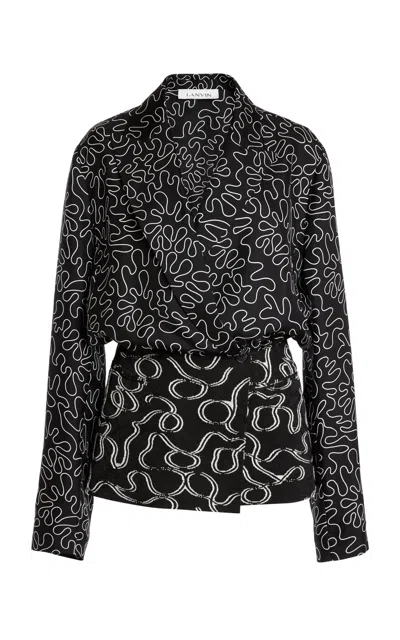 Lanvin Jacquard Basque Silk-cotton Jacket In Black