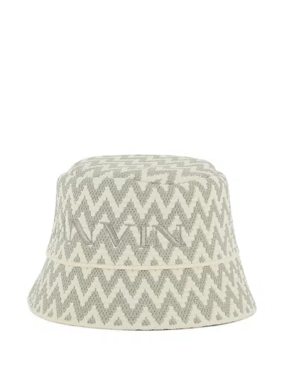 Lanvin Jacquard Cotton Bucket Hat With Embroidered Logo In Green