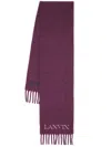 Lanvin Jacquard Logo Motif Fringed Scarf In Purple