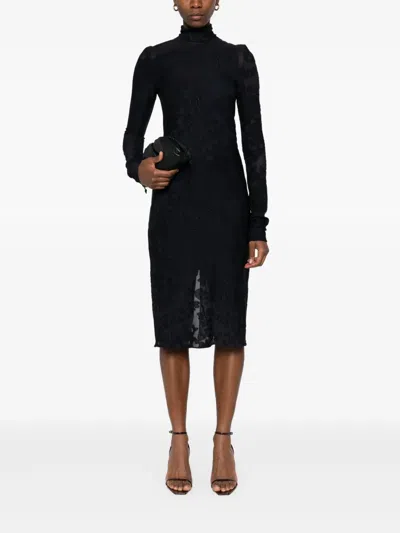 Lanvin Jacquard Midi Dress In Blue