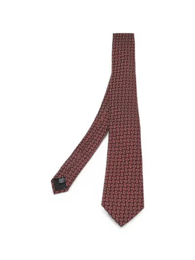 Pre-owned Lanvin Jacquard-pattern Silk Tie In Red