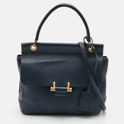 Pre-owned Lanvin Jiji Dark Green Leather Flap Top Handle Bag