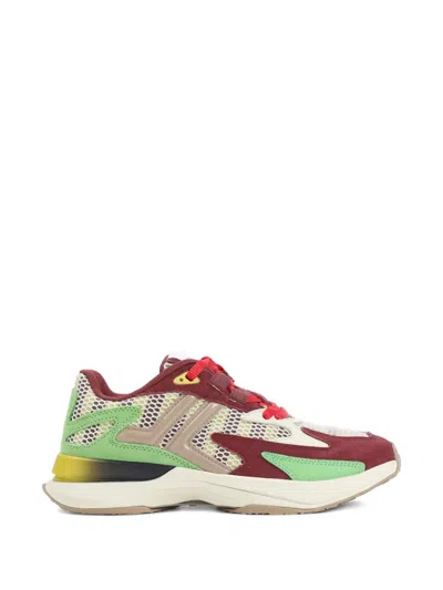 Lanvin Burgundy And Green Jla Calf Leather Sneakers In Multi