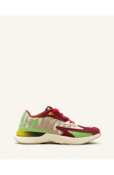 Lanvin Jla Sneakers In Mesh And Metallic Leather In Multi