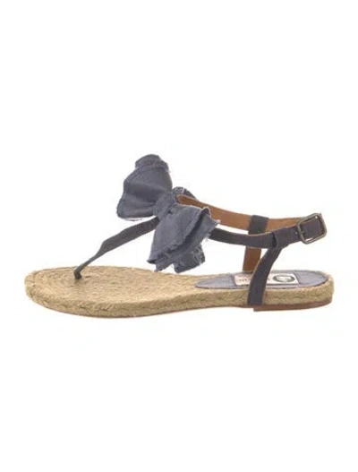 Pre-owned Lanvin Jute Bow Accents Espadrilles In Blue