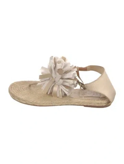 Pre-owned Lanvin Jute Flats In Neutral