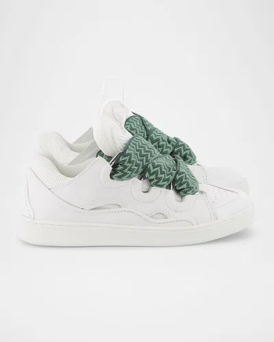 LANVIN KID'S CURB LEATHER TRAINER SNEAKERS