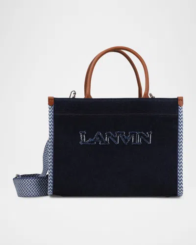 Lanvin Kid's Leather And Denim Handbag In Rinse Wash