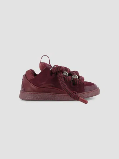 Lanvin Kid's Suede Curb Sneakers In Burgundy