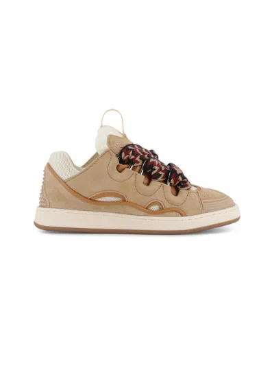 Lanvin Kid's Suede Curb Sneakers In Brown