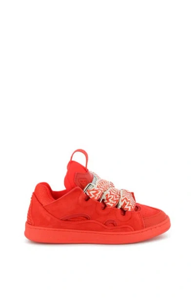 Lanvin Kids Curb Sneakers With Laces In Red