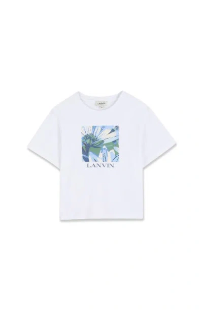 Lanvin Kids Daisy Print Cotton T-shirt In White